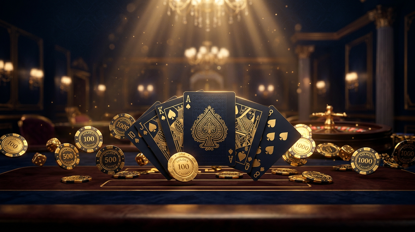 Casino de lujo con fichas y cartas
